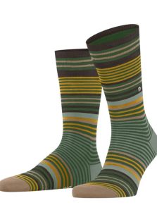 Calcetines Burlington Stripe lana a rayas en verde