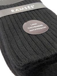 Calcetín Ramsés de lana cashmere anti-presión en negro