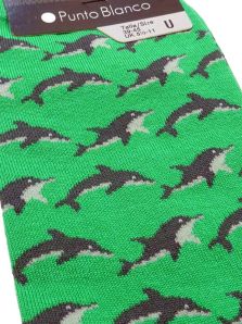 Calcetin verde con delfines de Punto Blanco