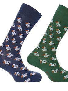 Calcetín Punto Blanco de algodón estampado con pelicanos
