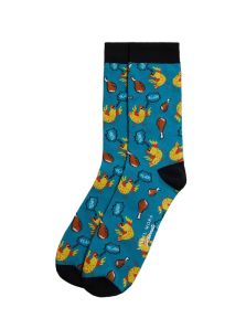 Ysabel Mora Sockarrats calcetines informales con pollos en color azul
