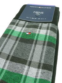 2 Pack de Calcetines Tommy a cuadros verde, gris y negro