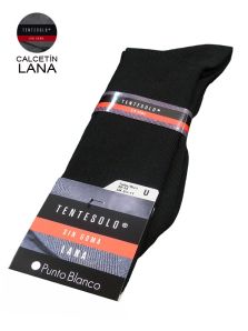 Calcetín de lana Tentesolo de Punto Blanco en negro