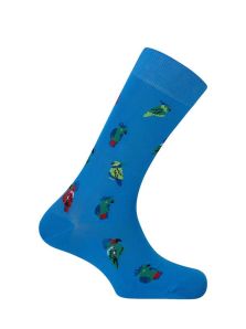 Luce calcetines Punto Blanco para hombre con loros de colores.