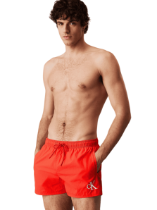 Bañador Calvin Klein CK Monogram corto en naranja