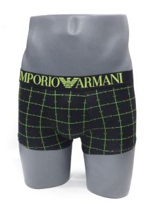 Boxer Emporio Armani de microfibra a cuadros en neón y negro