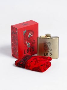 Boxer Lois Jeans en rojo con tigres + Petaca - Ed. Navidad