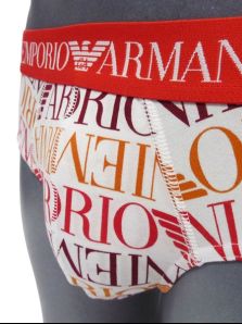 Slip Emporio Armani en algodón con logos en blanco