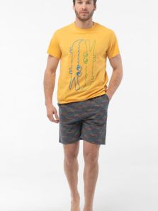 Pijama Dark Elephant corto mod. Cocodrilo en amarillo 