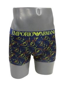 Boxer Emporio Armani de Microfibra en azul con logo neón