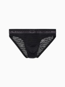 Slip Emporio Armani en microfibra con transparencias en negro 