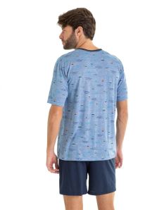 Pijama azul Massana para hombre en corto de verano