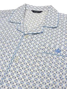 Pijama clásico de tela Guasch en blanco y azul 100% Algodón