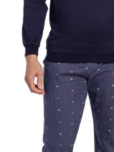 Pijama Guasch Algodón azul marino con puños y bolsillo en el pecho
