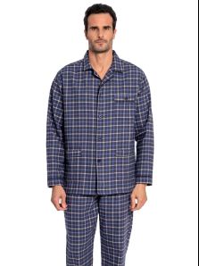 Pijama Guasch en Franela de Algodón a cuadros en azul