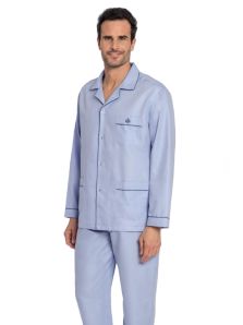 Guasch - Pijama de tela en manga larga en azul