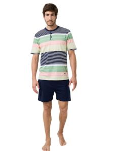Pijama Guasch corto en algodón a rayas multicolor