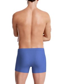 Set masculino Impetus ideal para regalo: dos bóxers en Lyocell, uno liso en negro y otro en elegante diseño de rayas azules.