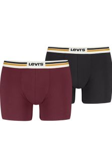 Pack 2 Boxers Levi´s burdeos y negro con cinturilla bicolor