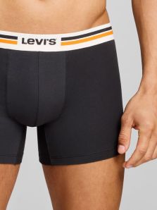 Estilo icónico: Pack 2 Boxers Levi’s burdeos y negro con cinturilla bicolor y logo en relieve.