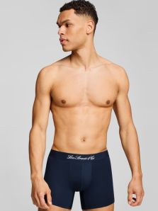 Pack 2 Boxers Levi’s con estampado del Oeste en azul jeans y otro liso en marino, inspiración Levi’s con aire fresco.