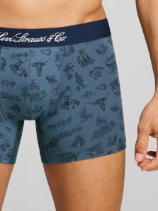 Estrena el Pack 2 Boxers Levi’s con estampado del Oeste en azul jeans y otro liso en marino, puro Levi’s.