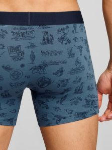 Atrévete con el Pack 2 Boxers Levi’s con estampado del Oeste en azul jeans y otro liso en marino.