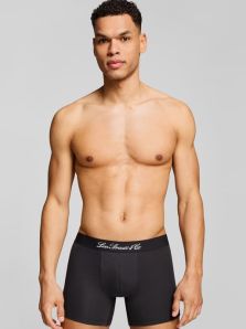 Estilo auténtico: Pack 2 Boxers Levi’s con estampado geométrico y otro liso en negro, con nueva cinturilla estilo retro Levi Strauss.