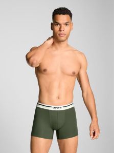 Dale un toque fresco a tu look con el Pack 2 Boxers Levi’s azul y verde con cinturilla bicolor y logo en relieve.