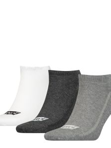 Pack de 3 Calcetines Levi´s Snickers (bajo tobillo) en gris y blanco