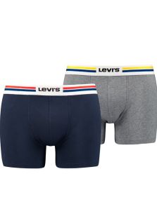 Pack 2 Boxers Levi´s azul y gris con cinturilla bicolor