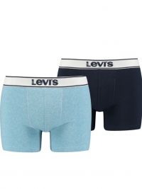 Pack 2 Boxers Levi´s en azul jaspeado y marino con goma vista contrastada