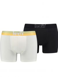 Pack 2 Boxers Levi´s en blanco y negro y cinturilla tornasolada en amarillo