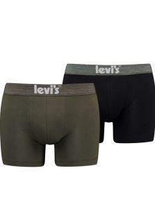 Pack 2 Boxers Levi´s en verde oliva y negro a rayitas
