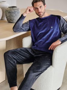 Pijama Massana Térmico Micropolar en marino y negro