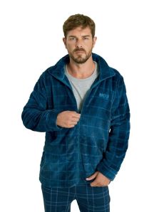 Parka Polar Muydemi a cuadros en azul 