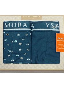 Pack Calzoncillos Ysabel Mora en azul plomo en liso y estampado