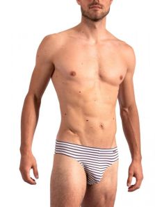 Slip Sport brief Olaf Benz en microfibra a rayitas en blanco