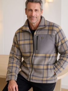 Parka Polar Massana Corta a cuadros en gris y naranja