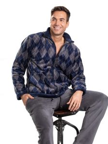 Parka Polar Pettrus Man de Coralina con rombos en azul y gris
