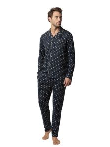 Pijama Admas Classic de viscosa y algodón en azul marino