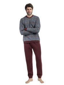 Pijama ADMAS en punto milano pata de gallo en granate