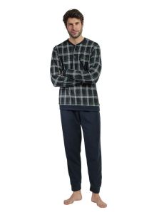 Pijama ADMAS en punto milano a cuadros en verde y marino