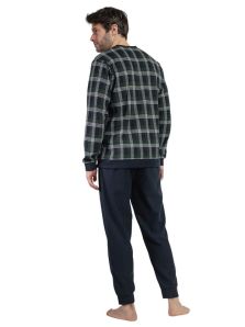 Compra el pijama ADMAS de cuadros verde y marino, cálido, suave y con diseño clásico. Ideal para hombre friolero este invierno.