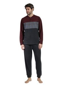 Pijama ADMAS en punto milano en granate y gris