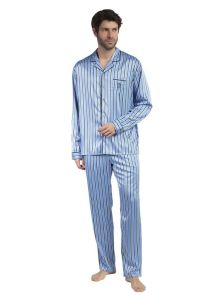 Pijama Admas de Raso en azul a rayas