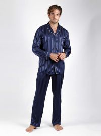 Pijama Admas de Raso a rayas en azul marino