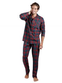 Pijama Admas de Navidad mod. camisero con cuadros escoceces