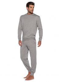 Pijama Punto Blanco Organix de Algodón en gris con puños