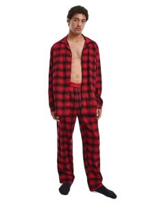 Calvin Klein pijama de villela a cuadros en rojo y negro